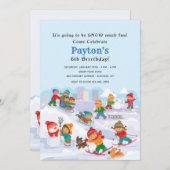 Invitation Amusement d'hiver dans l'invitation de neige (Devant / Derrière)