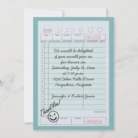 Invitation Amusement et dîner génial (Dos)