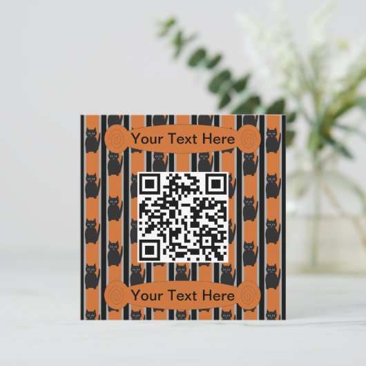 Invitation Amusement et fantaisie Halloween Cat QR Code (Debout devant)