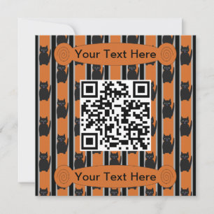 Invitation Amusement et fantaisie Halloween Cat QR Code