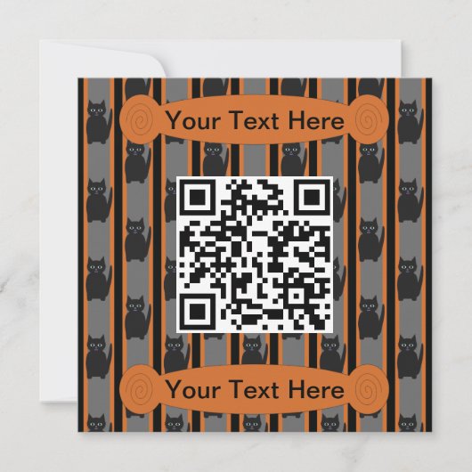 Invitation Amusement et fantaisie Halloween Cat QR Code (Devant)