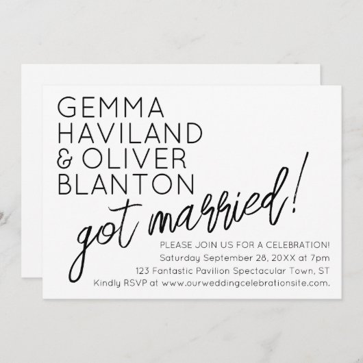 Invitation Amusement Moderne Réception De Mariage Simple (Devant / Derrière)