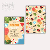 Invitation Amusement Ocean Sandy Leaf Beach Party été Anniver