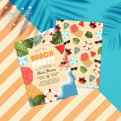 Invitation Amusement Ocean Sandy Leaf Beach Party été Anniver