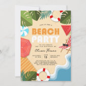 Invitation Amusement Ocean Sandy Leaf Beach Party été Anniver (Devant)