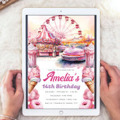 Invitation Amusement Park Anniversaire fête aquarelle personn