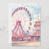 Invitation Amusement Park Anniversaire fête aquarelle personn (Dos)