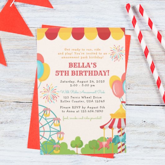 Invitation Amusement Park Birthday Party 