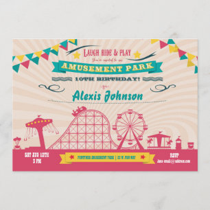 Invitation Amusement Park Funfair Carnival Anniversaire Invit