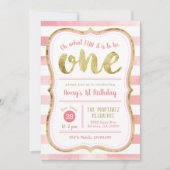 Invitation Amusement pour être un rose et or Premier annivers (Devant)