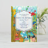 Invitation Amusement sous la mer anniversaire de enfant party (Debout devant)