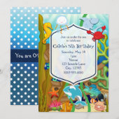 Invitation Amusement sous la mer anniversaire de enfant party (Devant / Derrière)