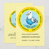 Invitation amusement Splash Splash Mouette d'été Fête de Pisc (Devant / Derrière)