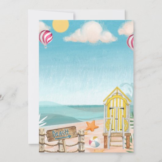 Invitation Amusement Summer Beach Anniversaire Fête Invitatio (Dos)