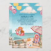 Invitation Amusement Summer Beach Anniversaire Fête Invitatio (Devant / Derrière)