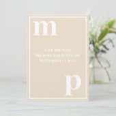 Invitation Amusement tendance Monogramme Champagne Beige Enre (Debout devant)