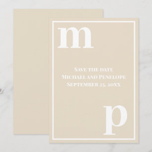 Invitation Amusement tendance Monogramme Champagne Beige Enre