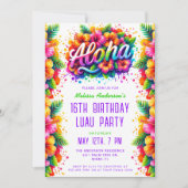 Invitation Amusement tropical Aloha Anniversaire Luau (Devant)