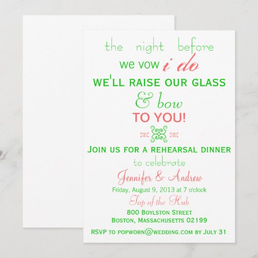 Invitation Amusement, vert frais de menthe d'invitation de (Devant / Derrière)