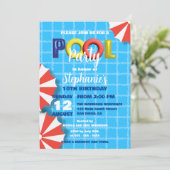 Invitation Amusement Vibrant été Anniversaire Fête de piscine (Debout devant)