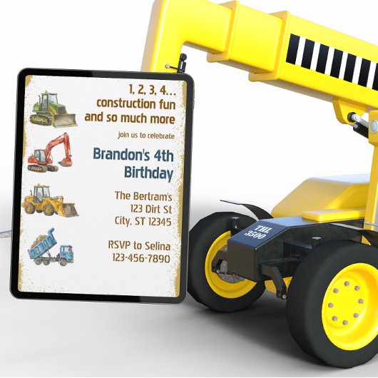Invitation Amusements de construction 1,2,3,4, 4e anniversair