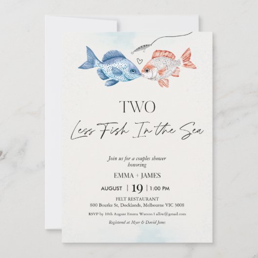 Invitation Amusez Deux Poissons En Moins Dans La Mer Couples (Devant)