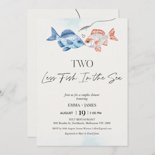 Invitation Amusez Deux Poissons En Moins Dans La Mer Couples (Devant / Derrière)