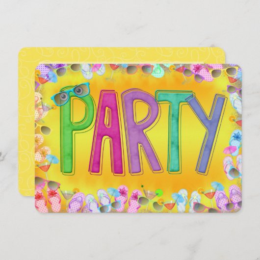 Invitation Amusez-vous à la fête du soleil (Devant / Derrière)