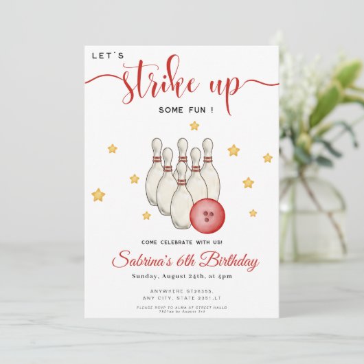 Invitation Amusez-vous au bowling pour un anniversaire (Debout devant)