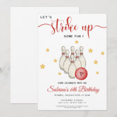 Invitation Amusez-vous au bowling pour un anniversaire (Devant / Derrière)