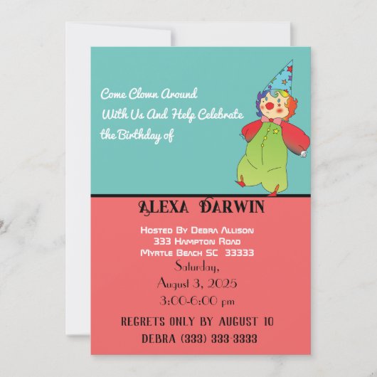 Invitation Amusez-vous avec Alexa Darwin, clown ! (Devant)