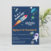 Invitation Amusez-vous avec l'astronaute spatial Tacular Fête (Debout devant)