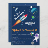 Invitation Amusez-vous avec l'astronaute spatial Tacular Fête (Devant / Derrière)