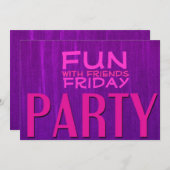 Invitation Amusez-vous avec les amis Pink Purple Party Invita (Devant / Derrière)