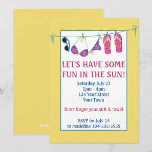 Invitation Amusez-Vous Dans Le Soleil Pool Fête Anniversaire
