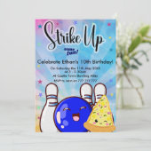 Invitation Amusez-vous, fête d'anniversaire de bowling garçon (Debout devant)