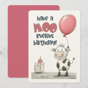 Invitation Amusez-vous un Anniversaire MOO-rvelous !   Une jo