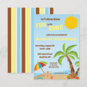 Invitation Amusons-nous à la fête d'anniversaire de Sun Beach (Devant / Derrière)