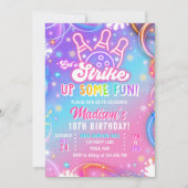Invitation Amusons-nous au Bowling Fille Anniversaire (Devant)