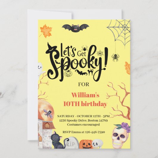 Invitation Amusons-nous Éffrayants Enfants Halloween Annivers (Devant)