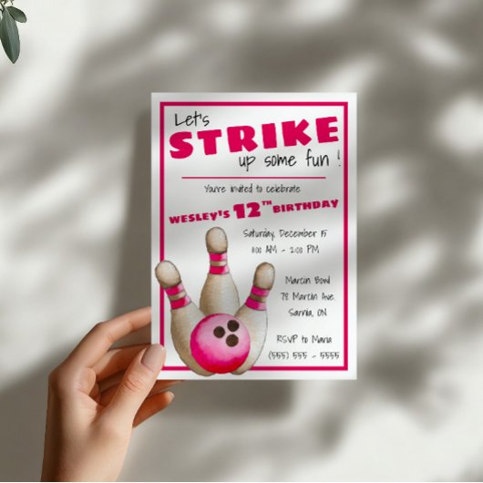 Invitation Amusons-nous ! Fête d'anniversaire de bowling