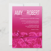 Invitation Amy Bows Ribbon & Lace Mariage fuschia (Devant)