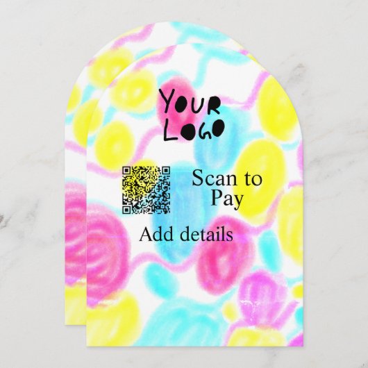 Invitation Analyser pour payer ajouter Q R logo de l'entrepri (Devant / Derrière)