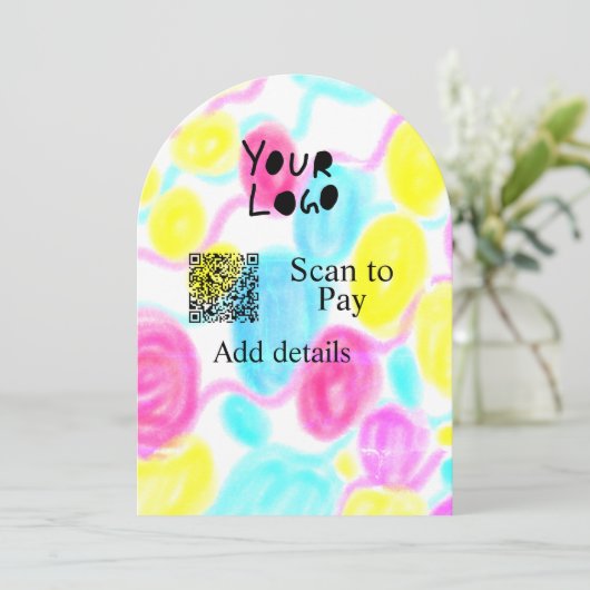 Invitation Analyser pour payer ajouter Q R logo de l'entrepri (Debout devant)