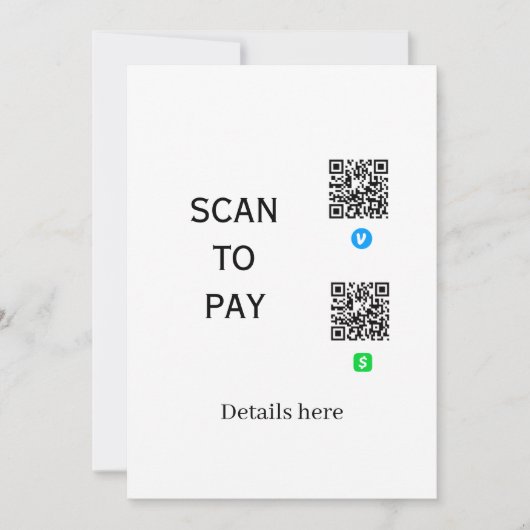 Invitation analyser pour payer les détails du code QR venmo c (Devant)