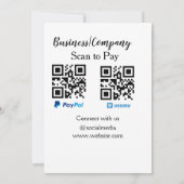 Invitation Analyser pour payer q r code paypal venmo ajouter  (Dos)