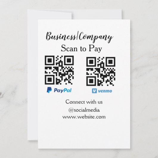 Invitation Analyser pour payer q r code paypal venmo ajouter  (Dos)