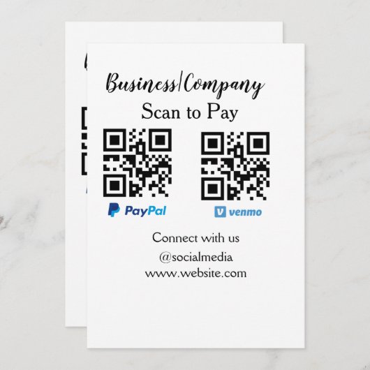 Invitation Analyser pour payer q r code paypal venmo ajouter  (Devant / Derrière)