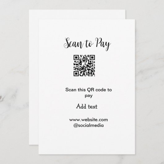 Invitation Analyser pour payer scanner code QR ajouter des dé (Devant / Derrière)