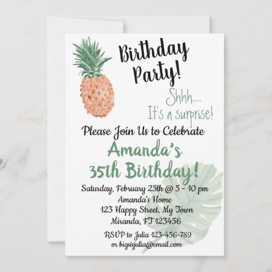 Invitation Ananas (Devant)